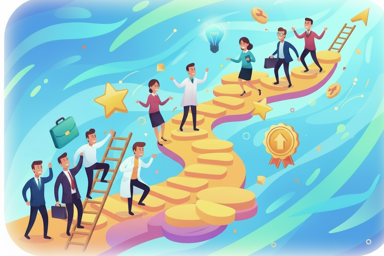 generate image in animation, no text about career, in bright colours 

